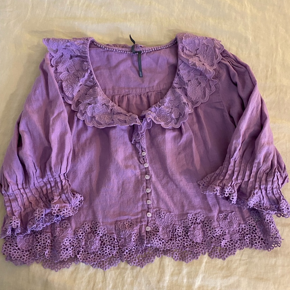 Anthropologie Lavender Lace Blouse